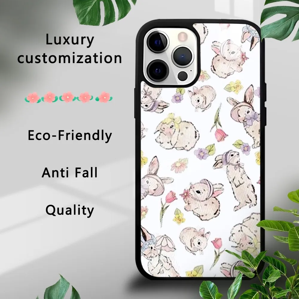 Wildflower Girls bow Rabbit Cute Cartoon Phone Case For iPhone 16 15 14 13 12 11 Pro Xs Max Mini Plus Celulares Hard Funda #6