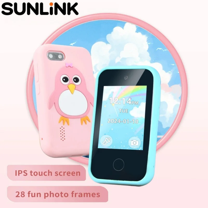 

1 шт. мини-детский смартфон с защитой от падений, сенсорным экраном, HD-камерой, милой игрушкой-птичкой, игровой консолью, 2,8 дюйма, музыкальный плеер, будильник, таймер