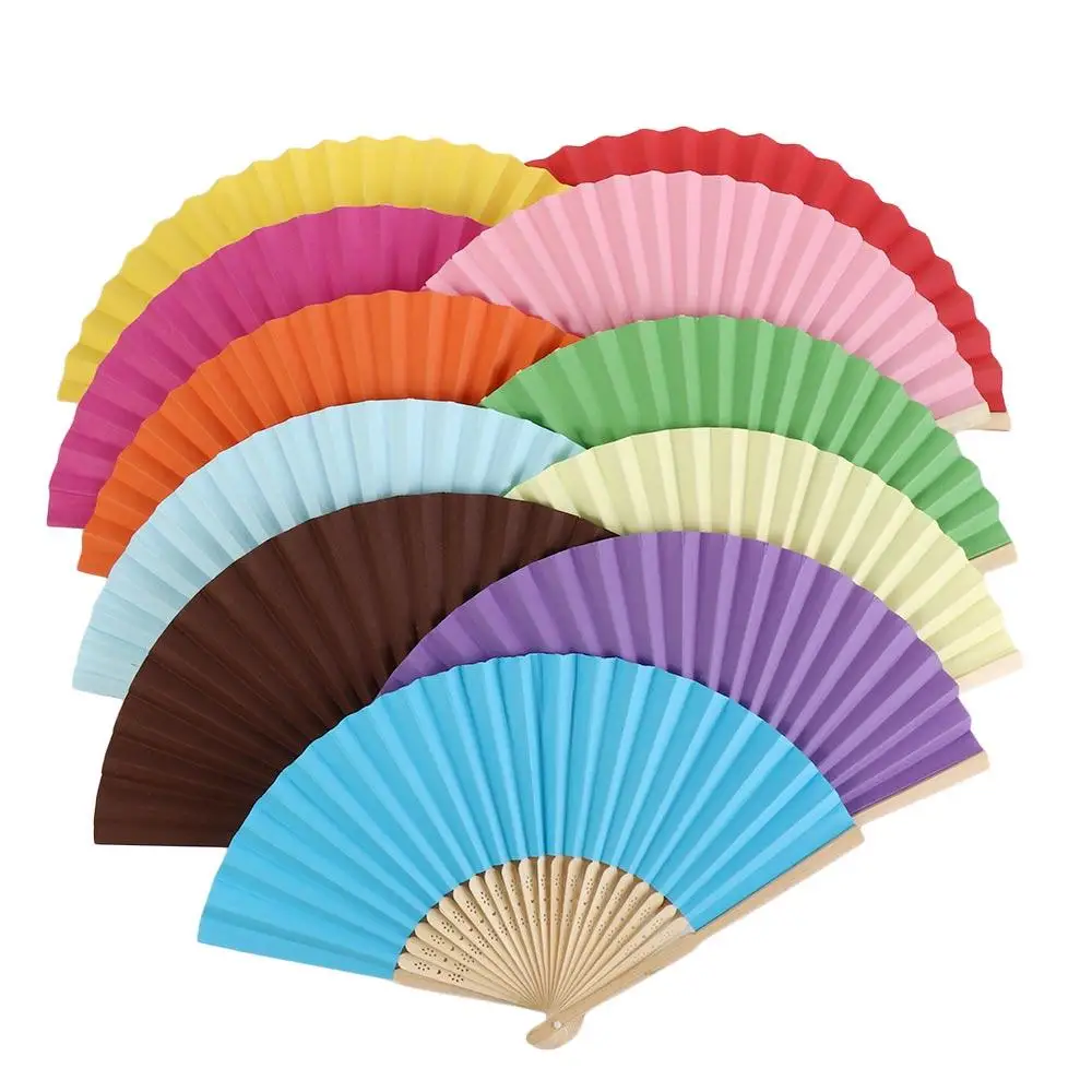 Colors Summer Vintage Wedding Bamboo Solid Color Folding Party Gifts Photo Prop Tool Hand Held Fan Folding Paper Fan Dance Fan