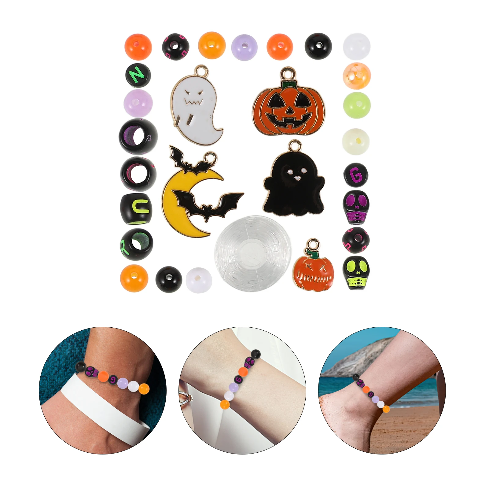 

24 Grids Bracelet Halloween Ornament Materials Bat Charms for Jewelry Making Manual Diy Kit Alloy Travel