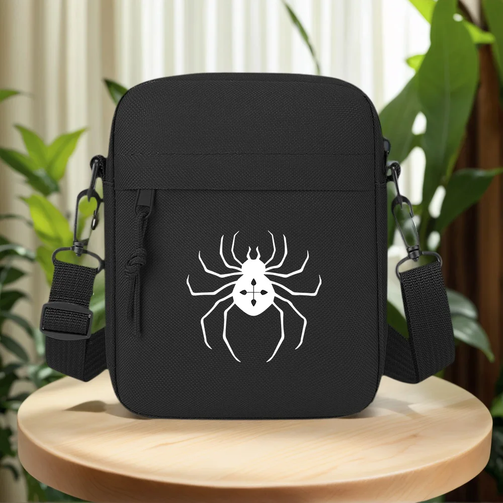 Spider symbol,cross,simple design Men Crossbody Bag Single Shoulder Women Cartoon Anime Film Printing Design Unisex