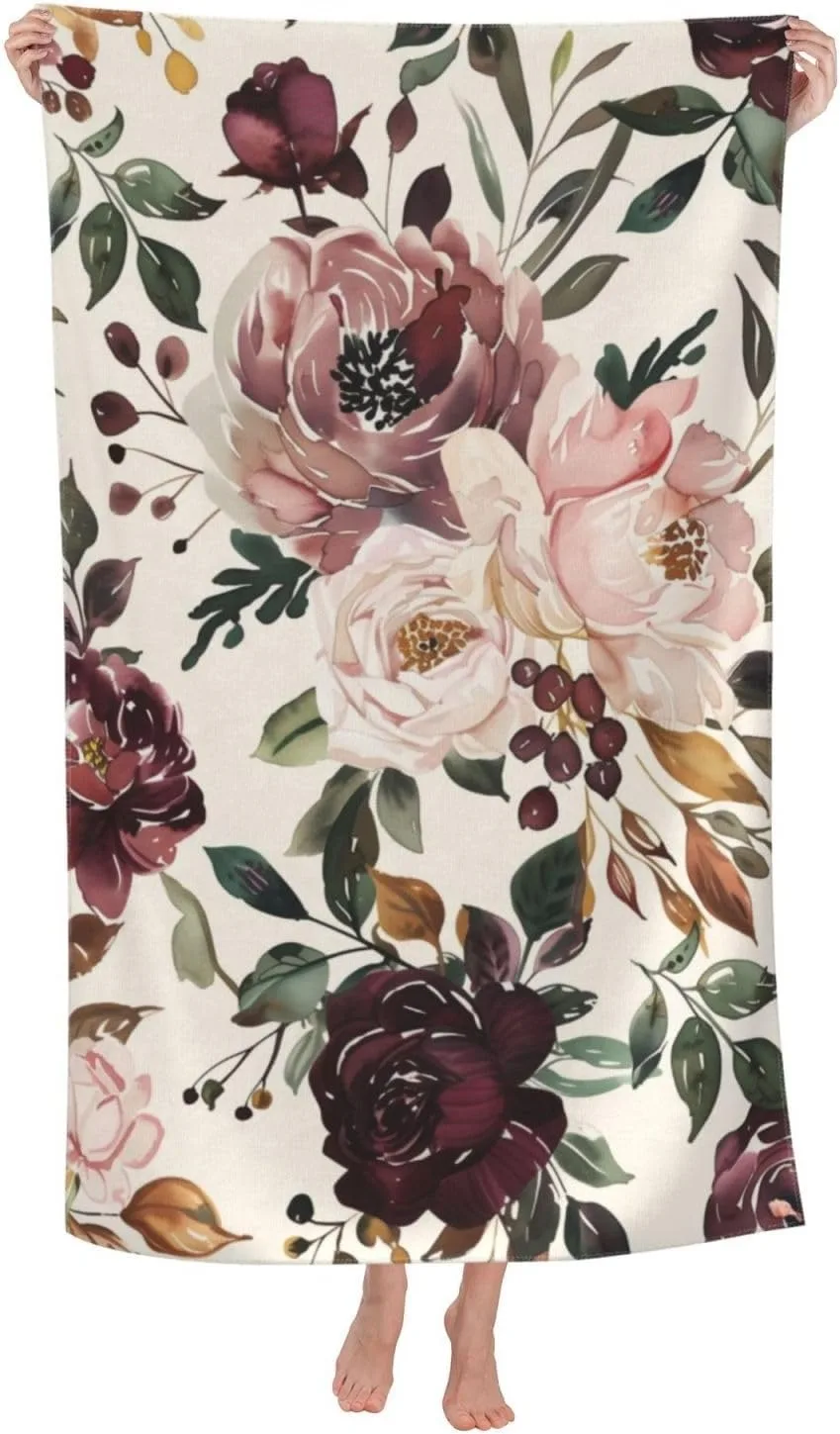 Peony flower pattern Beach Towel for family friends Gifts Towel Quick-Dry Towel For Bath Yoga Tourism Beach GYM Camping Swimming