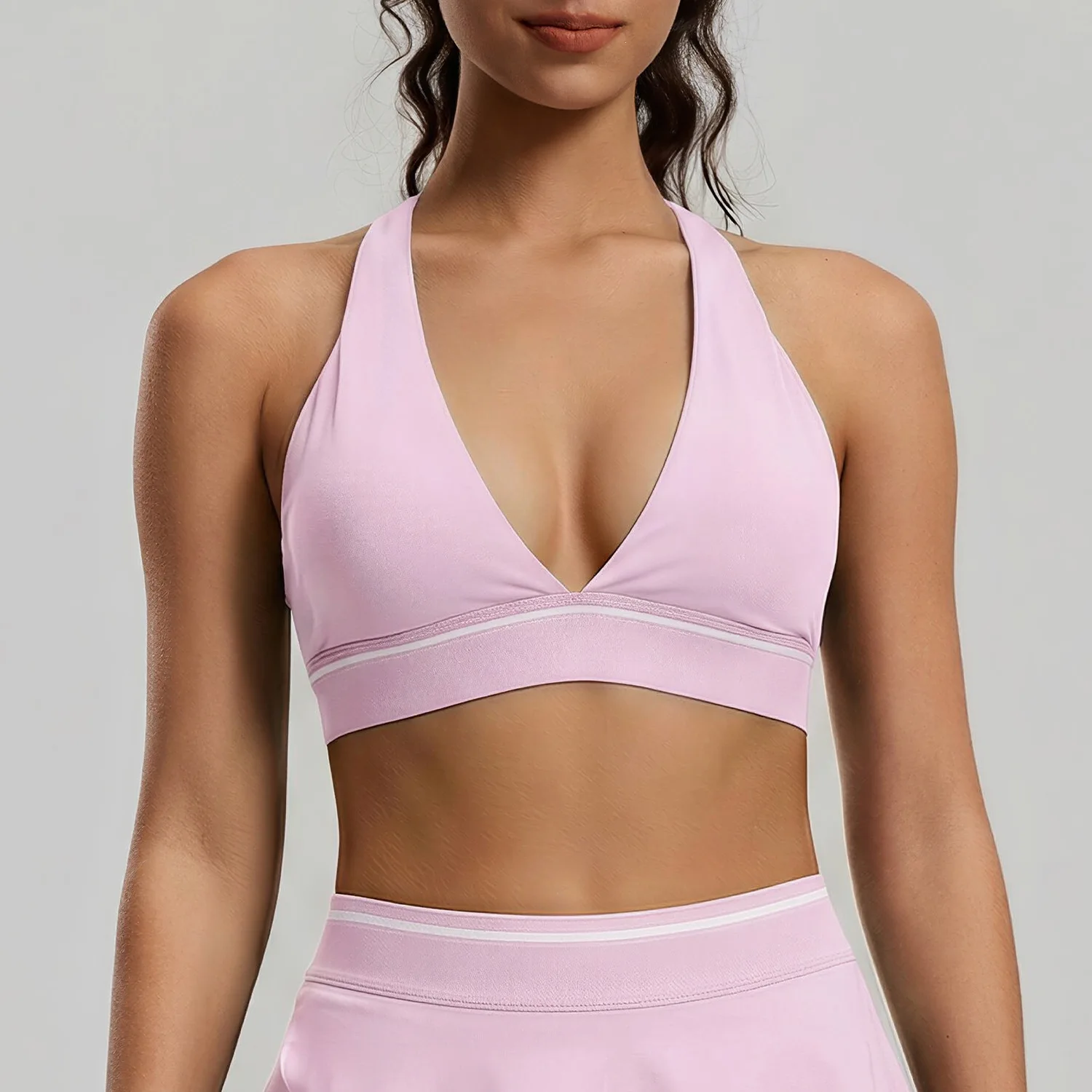 New Women's Yoga Back-Highlighting Sexy Deep-V Strapless Fitted Bra with Removable Pads Cross-Back Fitness Tank Top Sports Bra