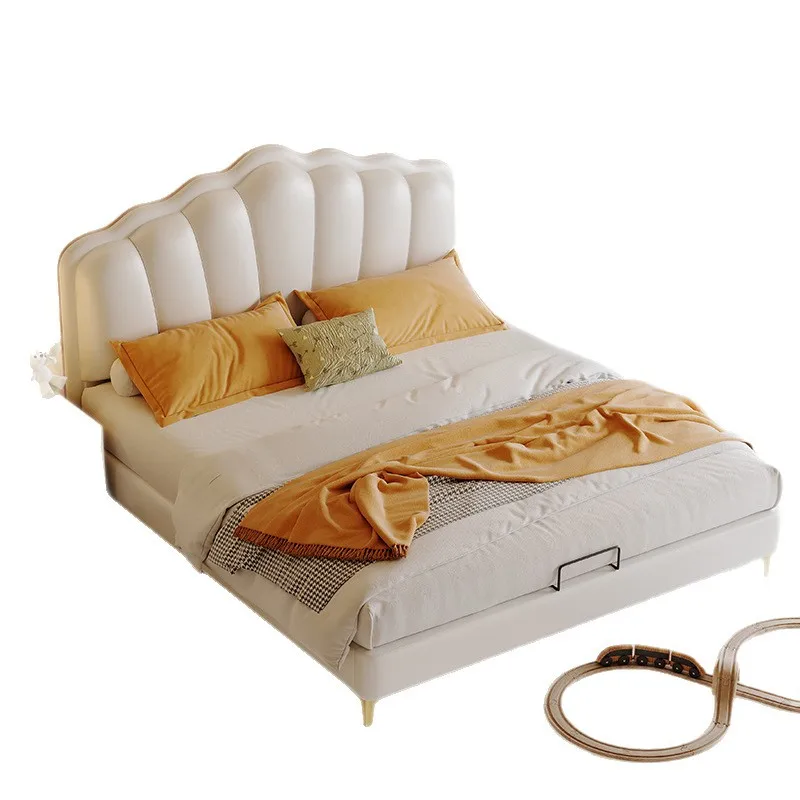 

Modern, simple, household, leather bed, small apartment, soft bag bed, simple