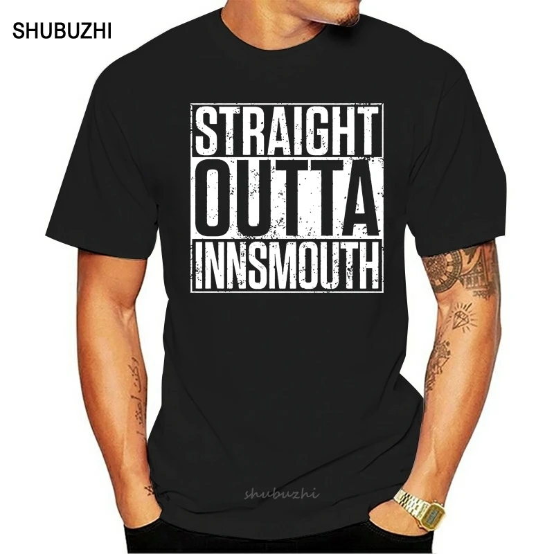 Hip Hop Cotton Men T Shirts Straight Outta Innsmouth T Shirt City Horror Arkham H. P. Cthulhu Fun Lovecraft