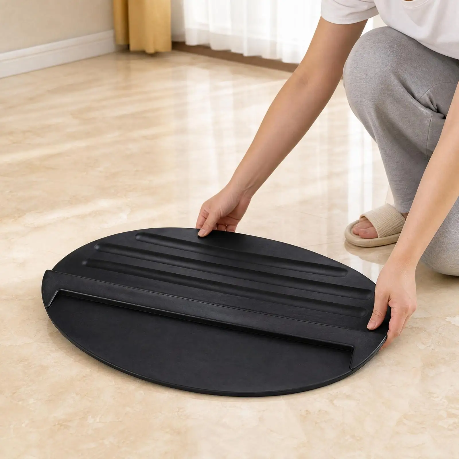 Anti Skid Ladder Mat Rubber Pad for Step Ladder Feet with Raised Ribs Grip Surface for Floor Protection
