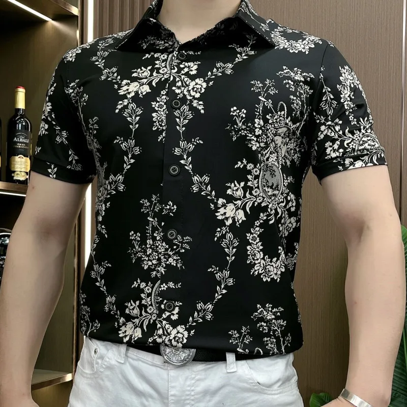 

Summer Hawaiian Beach Shirt Floral Shirt For Men Fashion Short Sleeve Casual Shirt Social Streetwear Top Camisa Floral Masculina