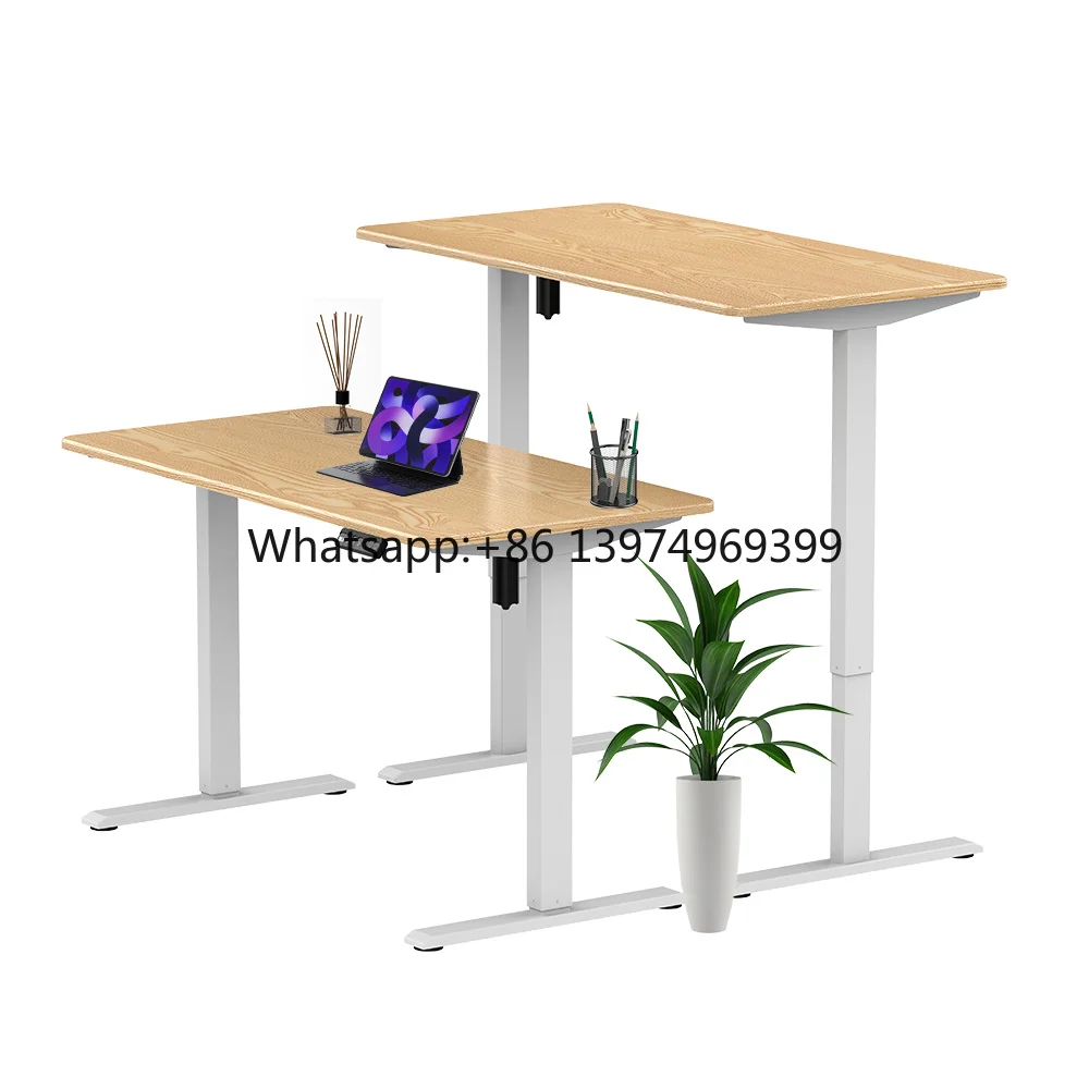 Premium Single Motor Standing Electric Office Tables Computer Stand up Height Adjustable Desk With Rectangle Legs
