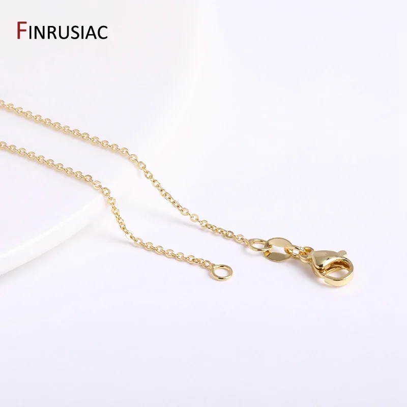 High Quality Chains 18K Gold Plated Brass Metal 45cm Chains Necklace 1.2mm/1.6mm Necklace Chains For Jewelry Making Findings