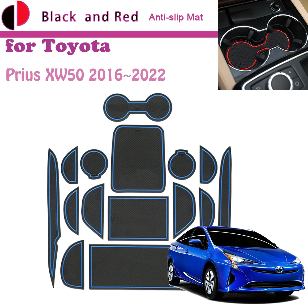 

Rubber Door Groove Mat for Toyota Prius XW50 2016~2022 2017 Rug Cup Holder Cushion Gate Slot Coaster Dust-proof Sticker Pad Auto