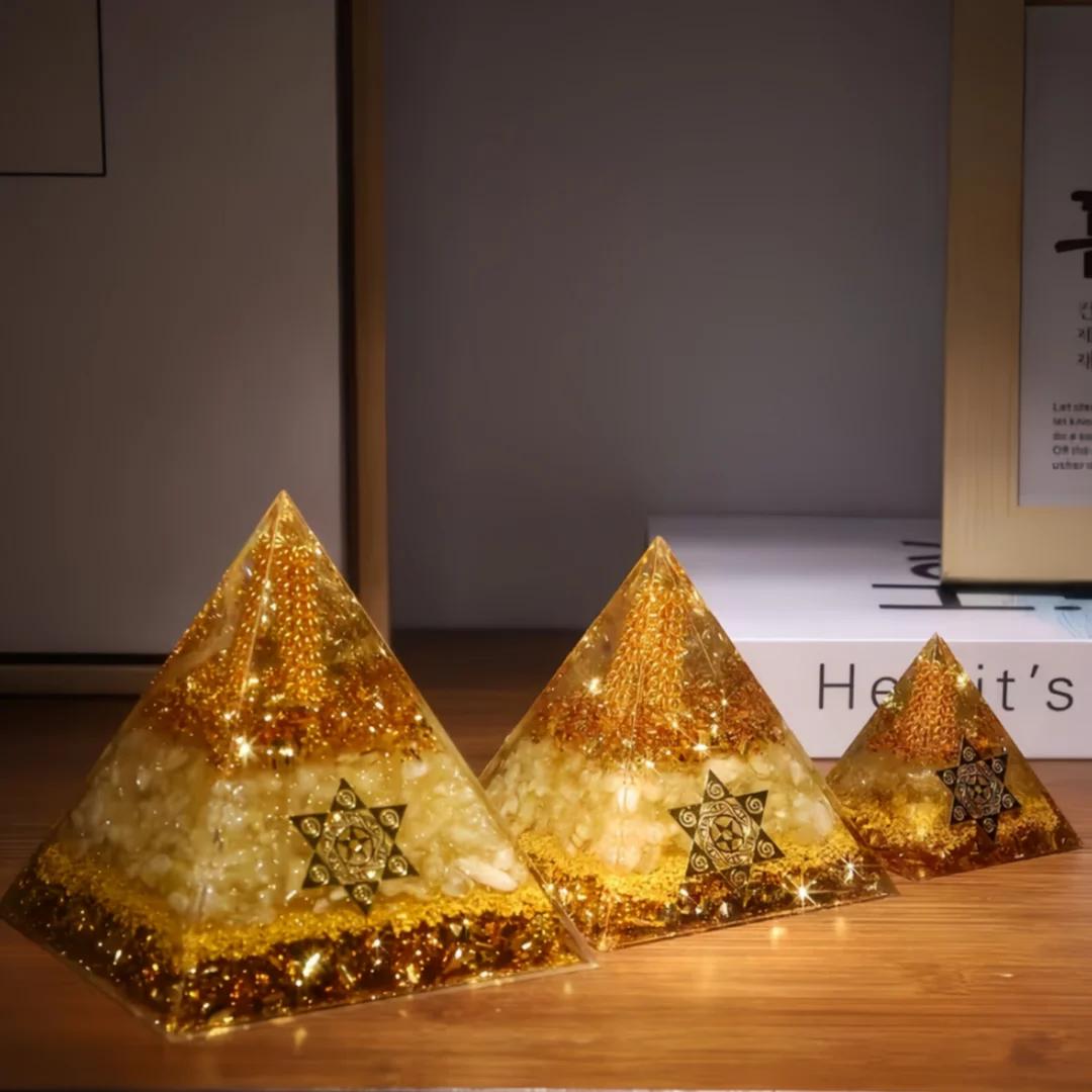 1pc Citrine Wealth Pyramid - Draws in Abundance And Luck, Great for Home And Office Decoration, Excellent Gift for Halloween