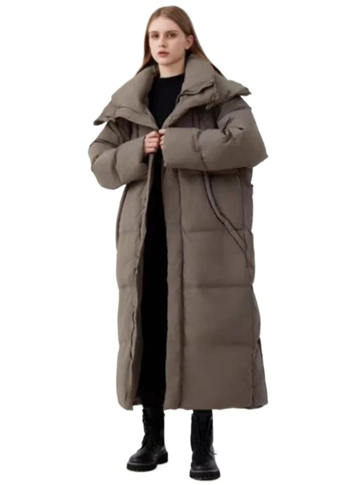 Frauen Unten Mäntel Koreanische Lose Mit Kapuze Verdicken Warme Lange 90% Ente Puffer Jacke Winter Schnee Extrem Kalte Weibliche Parkas outwear