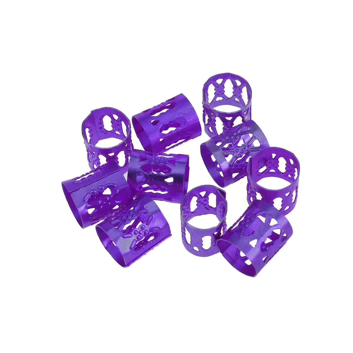 10Pcs 8Mm Diameter 10Mm Length Aluminum Alloy Dreadlock Rings for Hair Easy Open Close Flexible Braiding Beads Hair Cuffs Braid