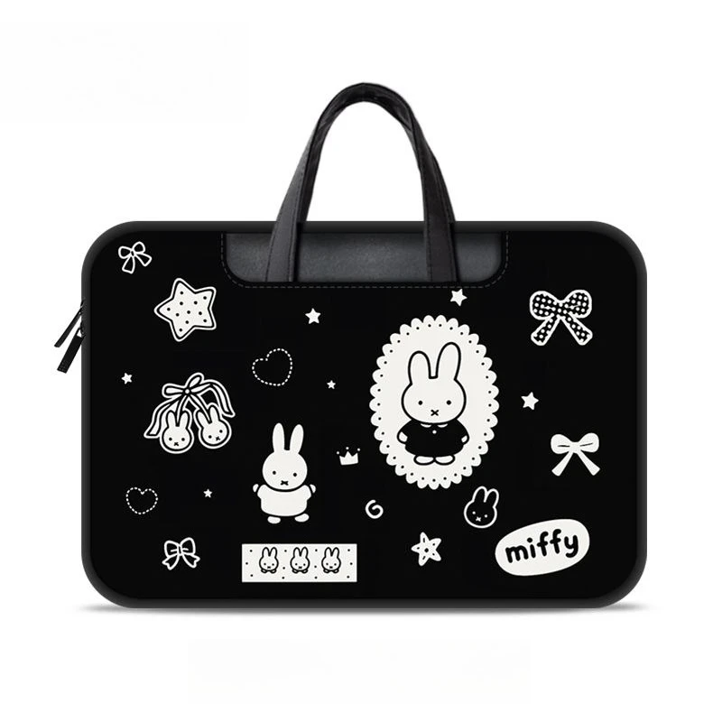 Cartoon Miffy Rabbit Handheld Laptop Bag Fashion Notebook Carry Case 15.6 Inch for Women Fit Multiple Laptops Kawaii Lovely Cute