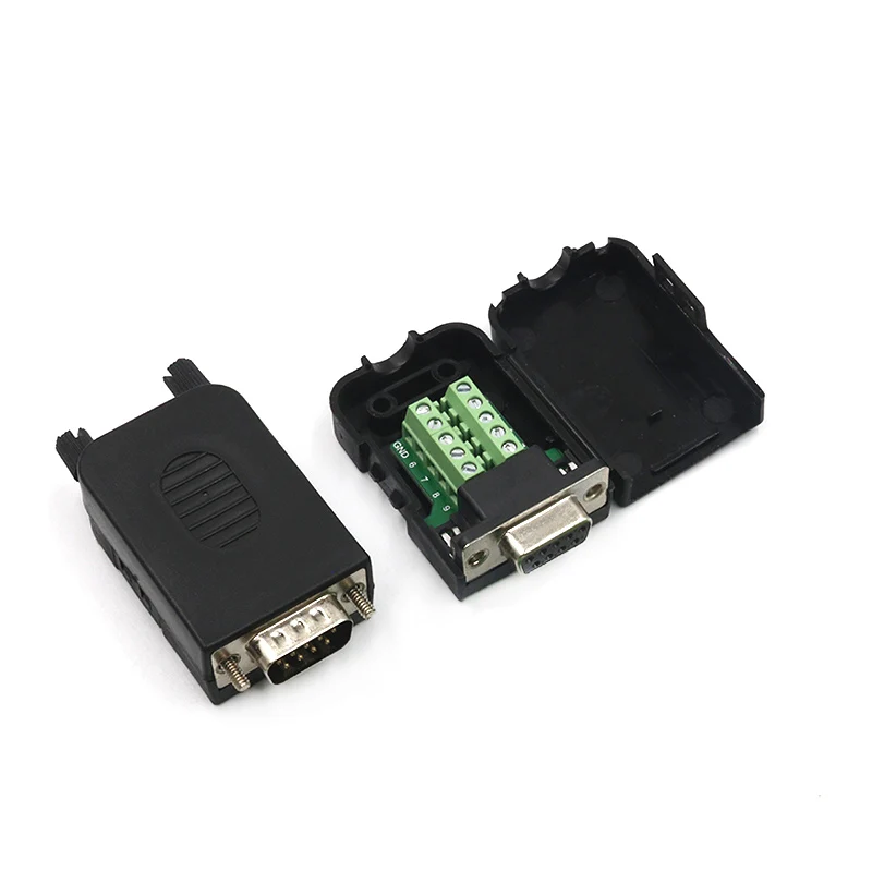 DB9 serial COM transfer-free solder terminals RS232 female connector with back side screw DIY