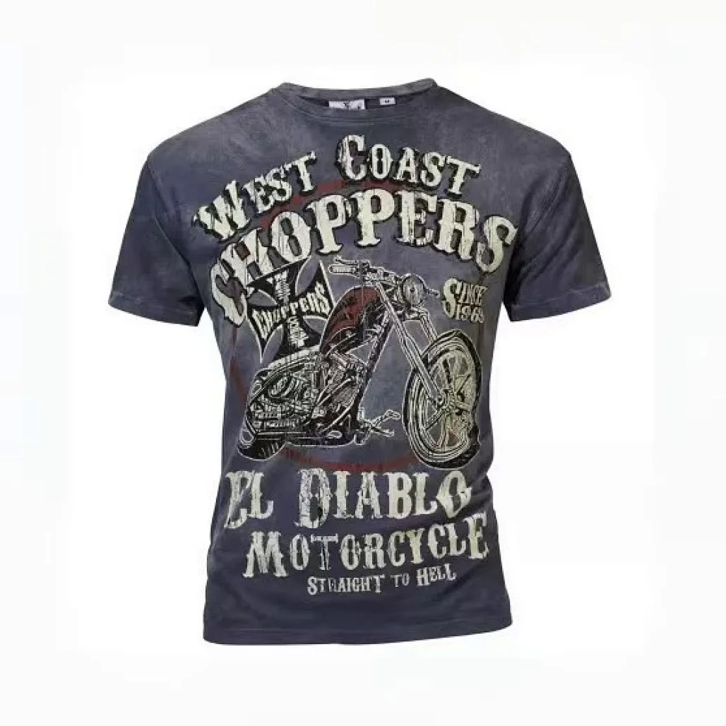 West Coast Choppers 26SS El Diablo Vintage Washed Men's and Women's Short-Sleeved T-Shirt