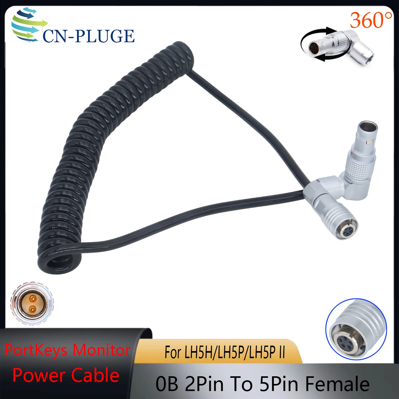 PORTKEYS LH5H LH5P II Monitor Power Cable For ARRI ALEXA Camera 12V 0B 2Pin Output to  5Pin Female Plug