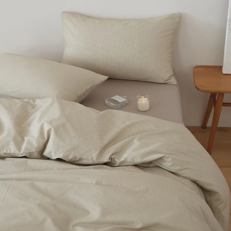 

Однотонные комплекты постельного белья из чистого хлопка в скандинавском стиле, роскошный приятный для кожи пододеяльник, простыня, наволочка, комплект одеял королевского размера