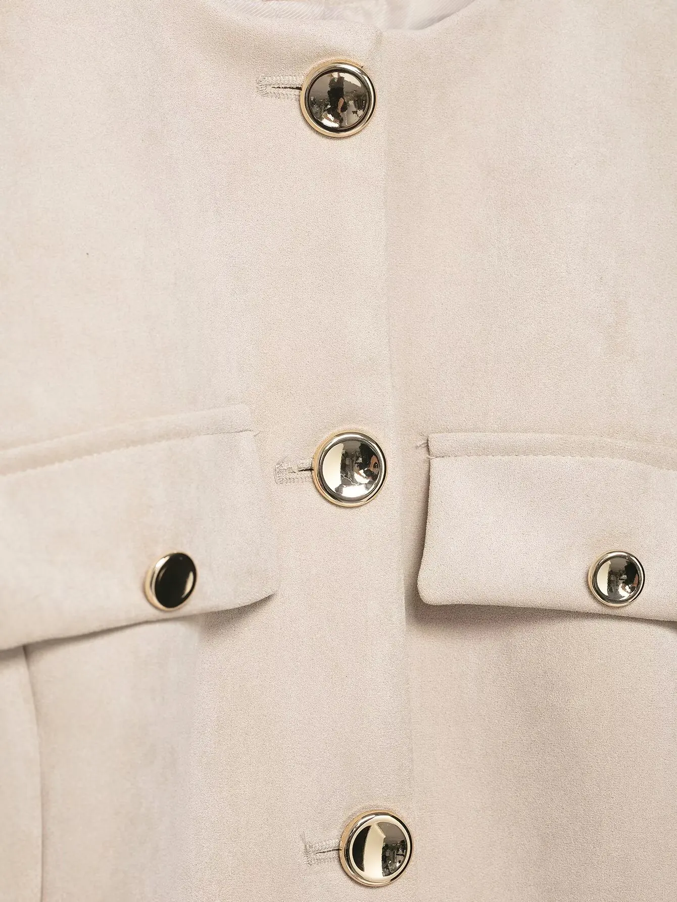 HH 여성 우아한 O넥 긴 소매 스트리트 코트 2025 가을 여성 가짜 포켓 벨트 버튼 장식 솔리드 숏 재킷