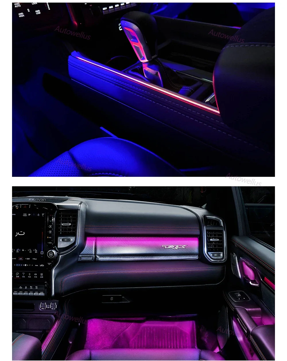 Intellegent Electric Tailgate64 Colours LED Ambient Light For Toyota Dodge Ram Car Interior Decorative Atmosphere Lamp Refit Pa