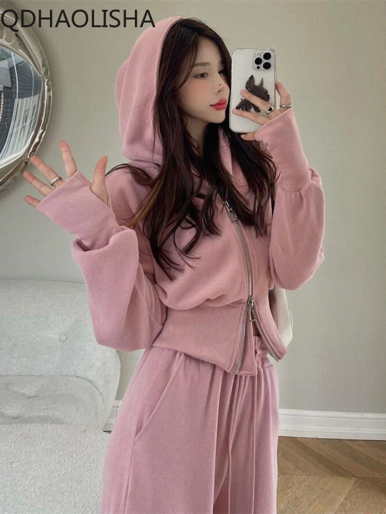 

Groups of Pant Korean Fashion 2 Piece Sets Women Outfit Casual Hooded Sweaters Sports Pants Set Solid Slimming Suit Tracksuit