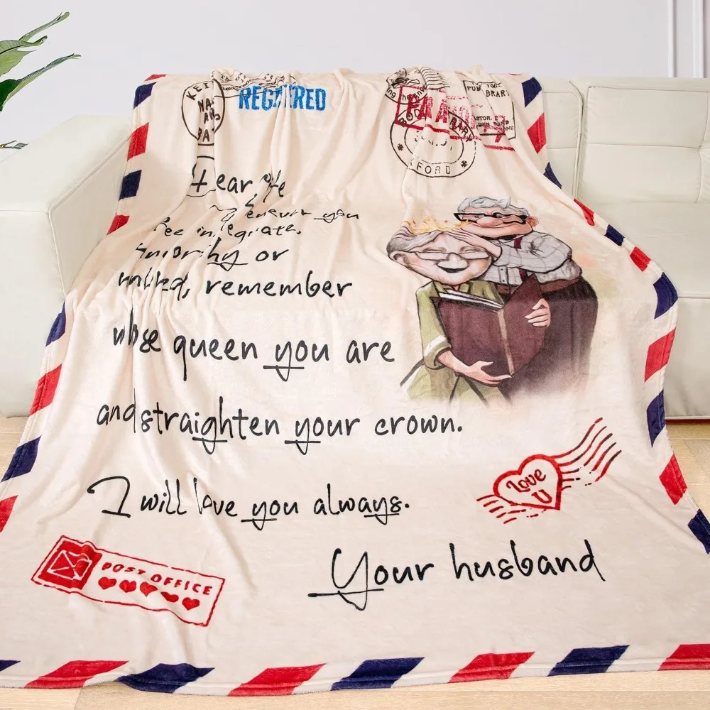 Gift for Her for Couple Soft Throw to Dear Wife Anniversary Blanket Wedding Love Valentine Presents for Wife Girlfriend Women