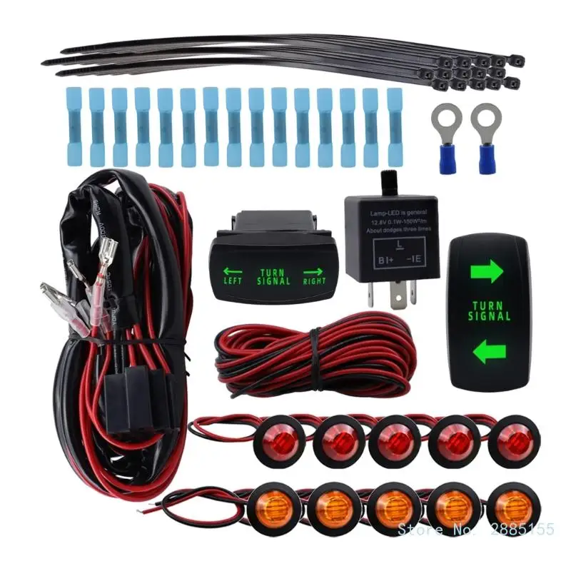 

Universal ATV Turn Signal Kit Side by Side Turn Signal Kit with Switch Flasher for Rhino UTV Accessory