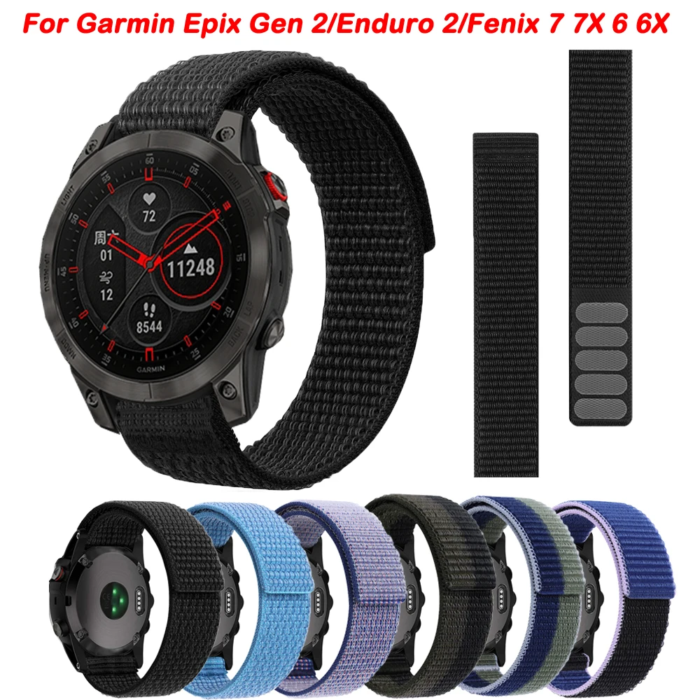 후크 루프 나일론 스트랩 시계 밴드, Garmin Epix Gen 2, Epix Pro 47mm 51mm, Fenix 6X Pro 7X 5X Plus 시계 팔찌, 26mm 22mm