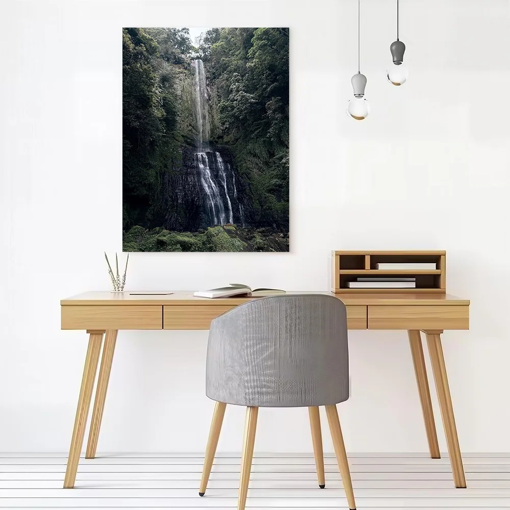 Waterfall in Forest Canvas Poster Customizable Printed Canvas Painting Wall Art for Fans Modern Living Room Pictures Wand Deko