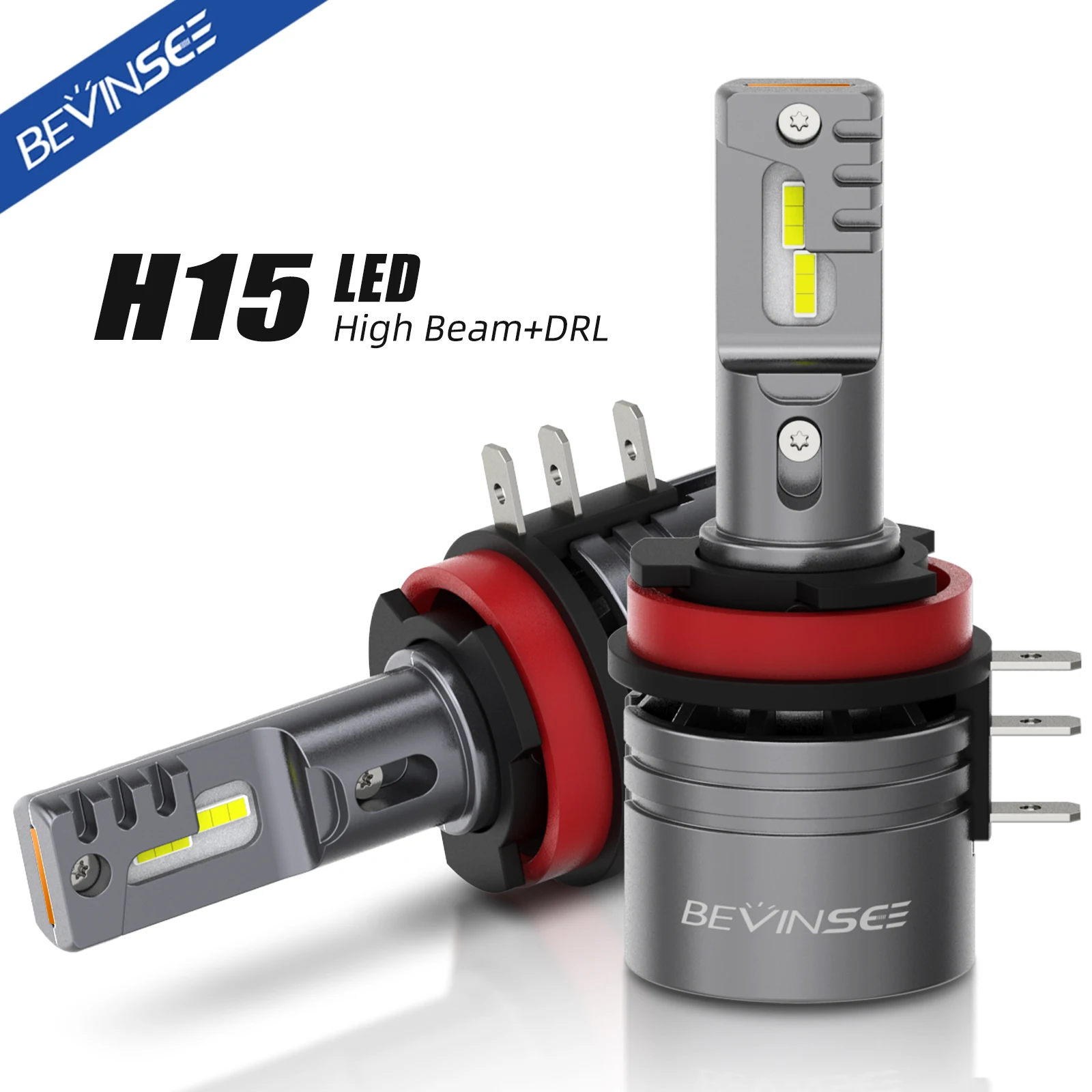 

BEVINSEE H15 LED High Beam Daytime Running Lights H15 LED Bulbs for Volkswagen Golf 6 MK3 for BMW Mercedes Audi 6000K White 12V