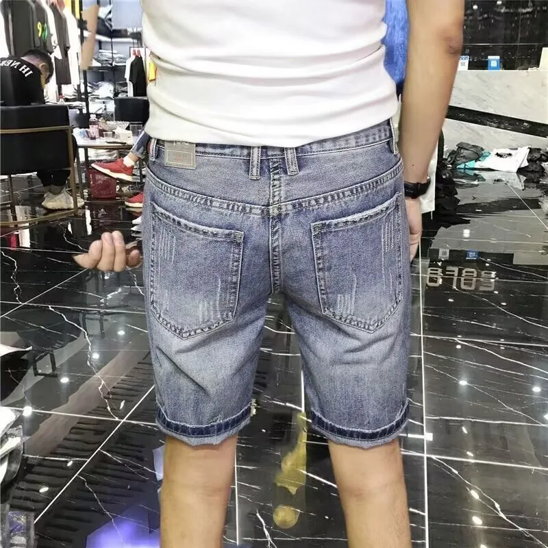 Luxury Denim Casual Short 2025 New Summer Short Jeans Pants For Men Washed Printed Fashion Korean Punk Trendy Cowboy Pants