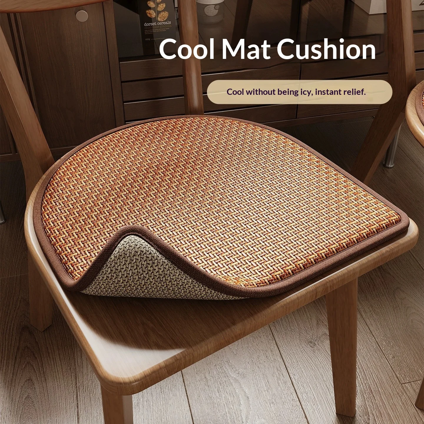Horseshoe Rattan Chair Pads, Summer Breathable Cooling Seat Cushions for Dining Chairs, Non-Slip Bamboo Rattan Mats