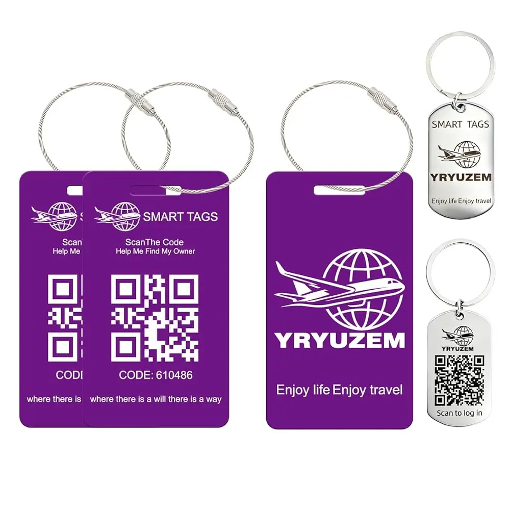 

Free ShippingSmart Luggage Tags with QR Code Location Display, 2 Pack Privacy QR Code Lost and Found Luggage Tracking Tag, Water