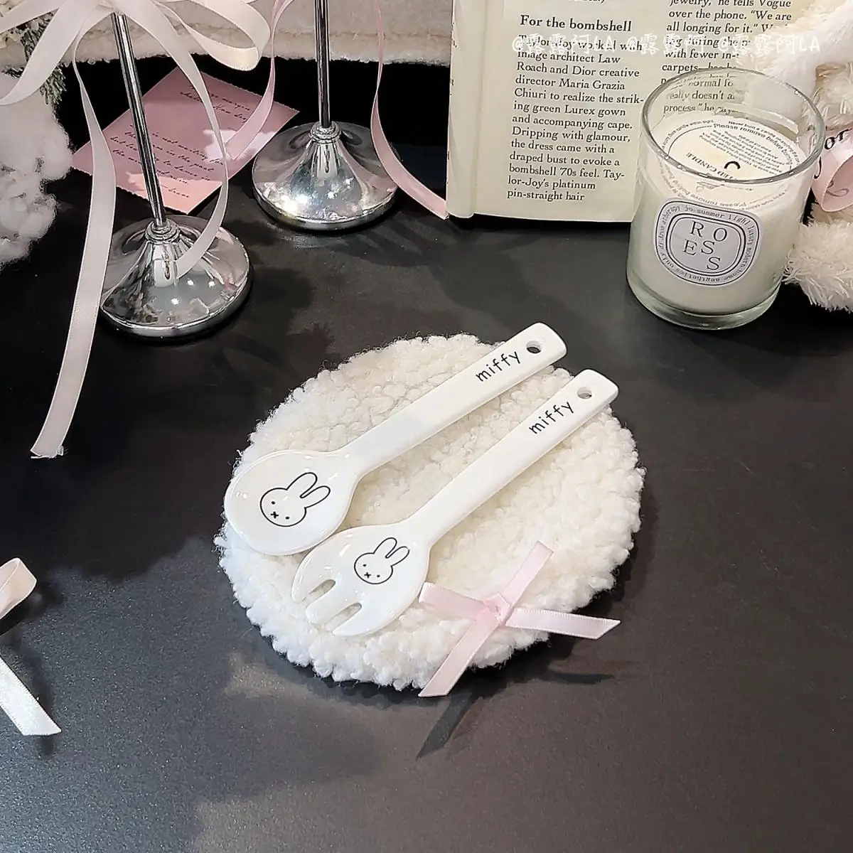 Nijntje Konijn Cartoon Instant Noedels Kom Grote Capaciteit Enkele Oor Cover Kom Gemakkelijk schoon te maken Keramische Rijstkom Verjaardagscadeau