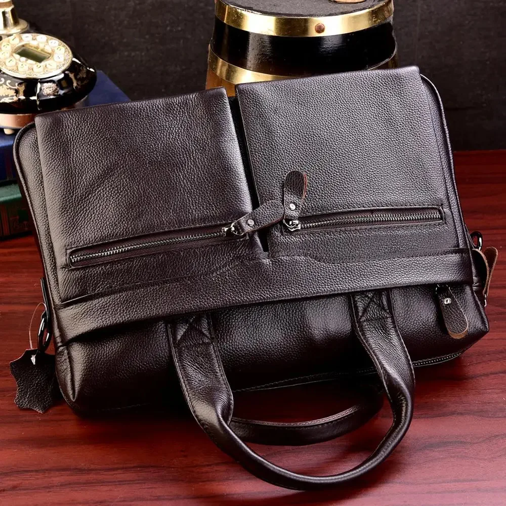 Business Briefcase Genuine Handbags Male Travel Shoulder Bag Men High Quality Cowhide Leather Messenger Bags