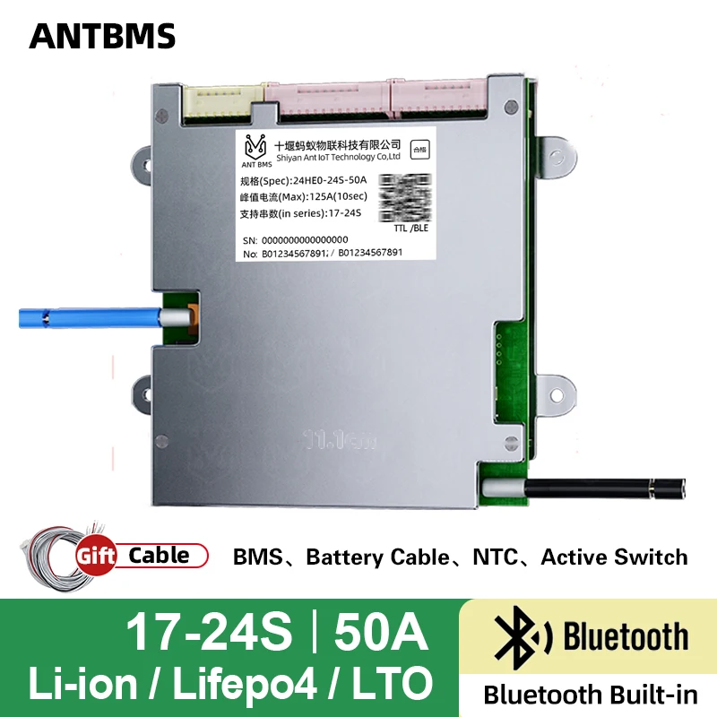 

ANT Smart bms 17S 18S 19S 20S 21S 22S 23S 24S Active balance BT 50A Lifepo4 Li-ion lifepo4 48V 60V 72V for E-bike E-motorcycles