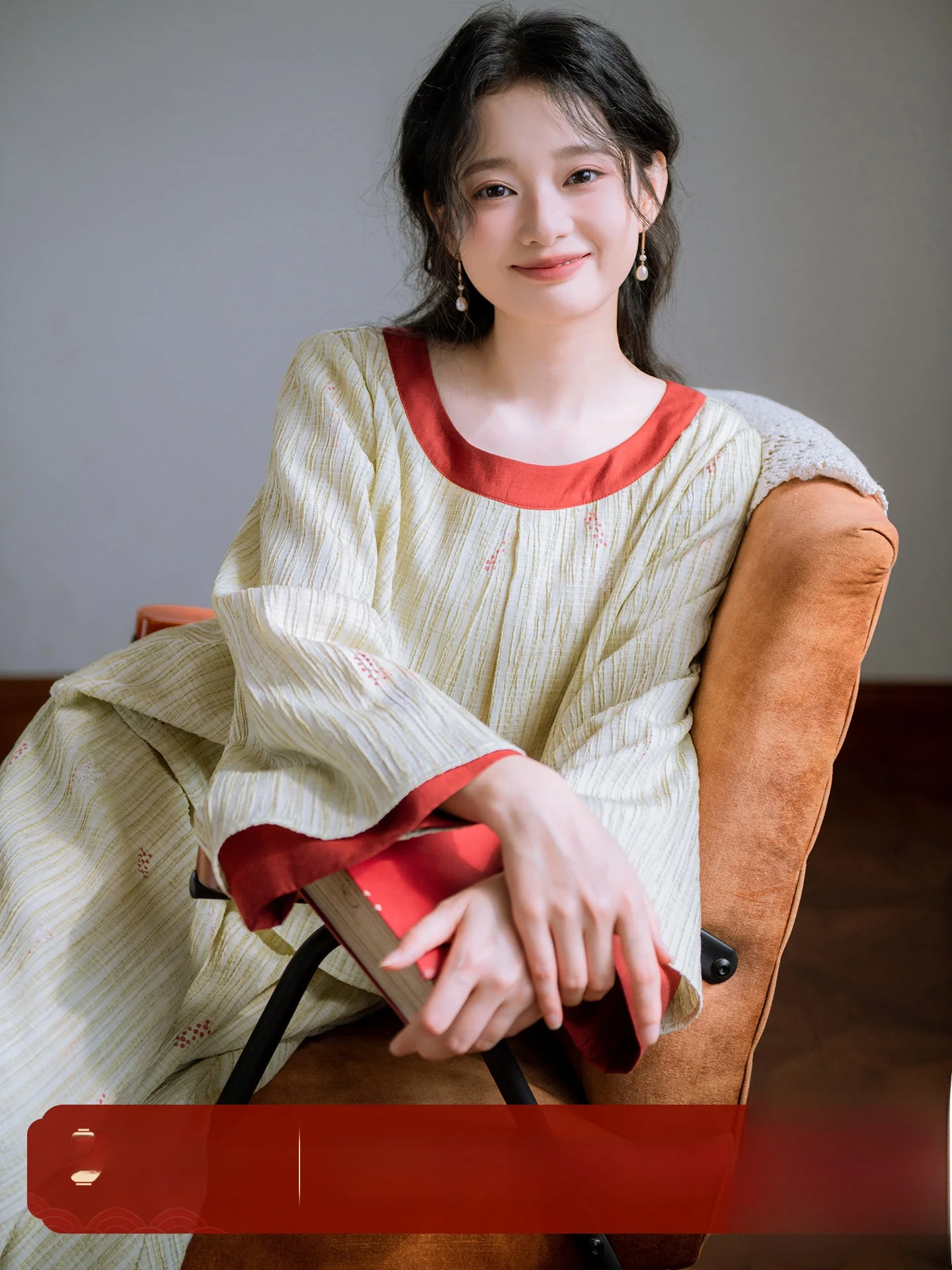 

New 2025 Semi-Body Skirt Top Print Color Colion Fem Chinese Sle Light National Sle Cotton Long Sve round Ne