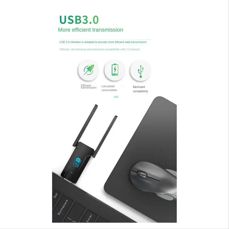 USB WiFi Adapter USB3.0 WiFi6 Wireless Network Card AX1800M 2.4G/5GHz Dual Band High-Speed Network Card