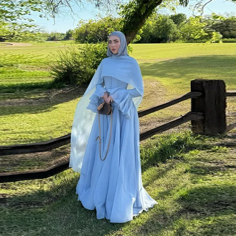 Ruched Waist Maxi Dress & Hijab Set product image