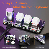 3 Keys 1 Knob Mini Macro Mechanical Keyboard Wired/Bluetooth/2.4G Connection Hot Swap Custom Programming Keypads for Photoshop