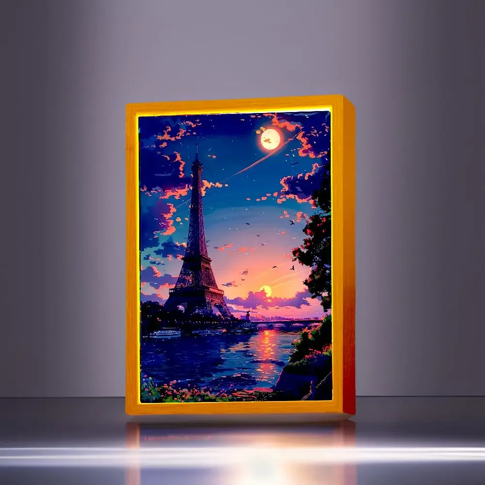 Light Painting Picture Frame Led Night Light Moon Lamp Pairscity Starry Sky Wall Art Oficina Bedroom Home Room Decor Friend Gift