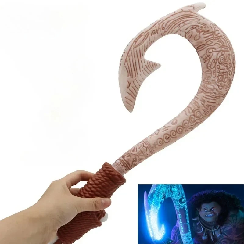 42cm Cartoon Anime DSN Moana 2 Ocean Adventure Fish Hook Knife Figure Toys with Light Cosplay Maui Toys Birthday Gift