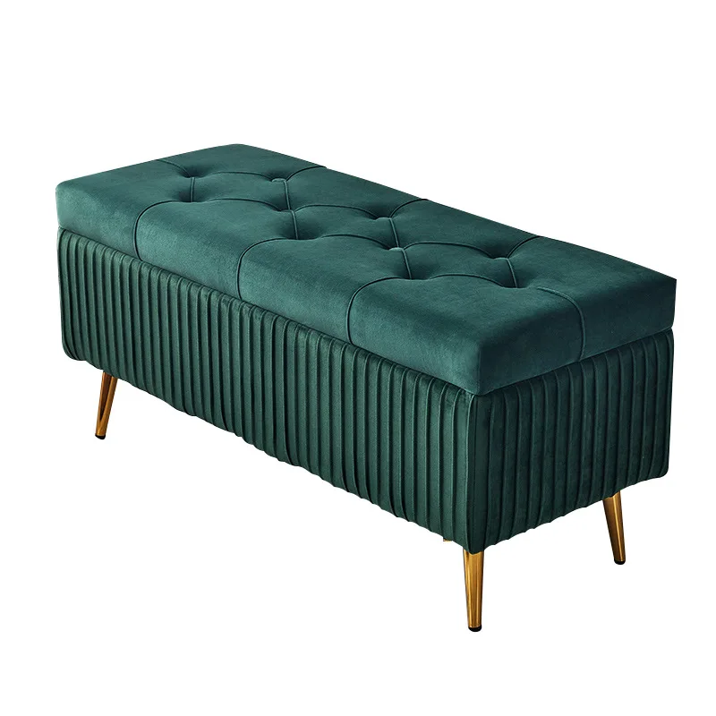 Long Ottoman Fashion Luxury Velvet Shoe Change Stool Bench Living Room Bedroom