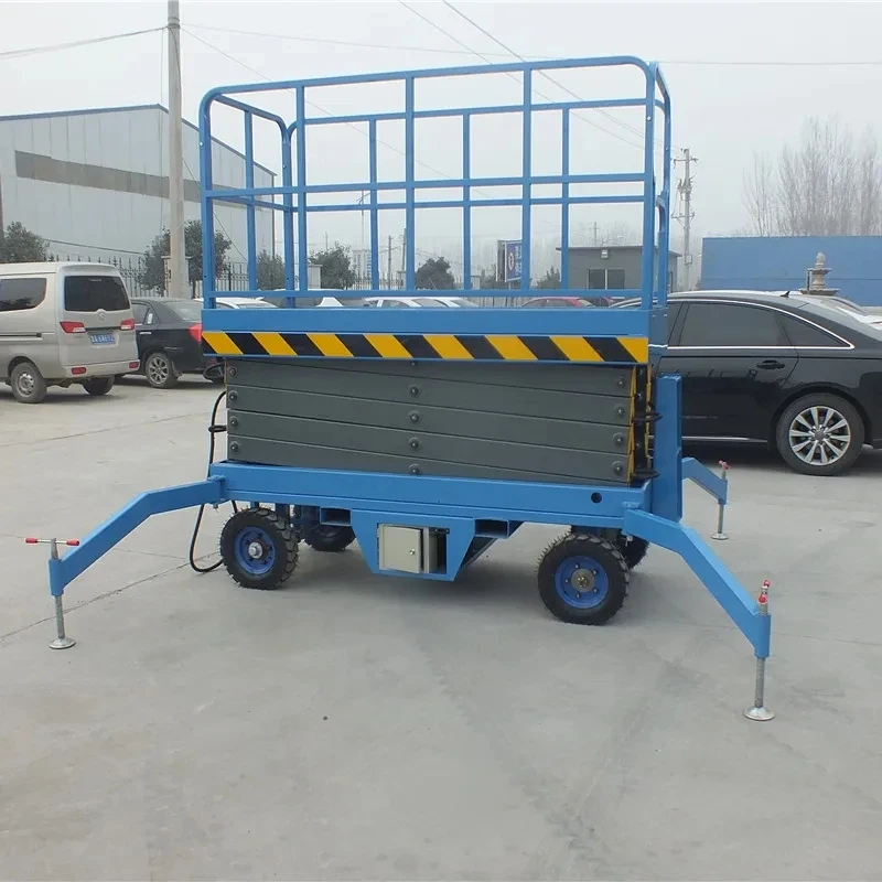 6M Semi-automatic Hydraulic Lift  Scissor Lift Lifting Platform Manually Operated with Ordinary Mechanical Outriggers for Sale