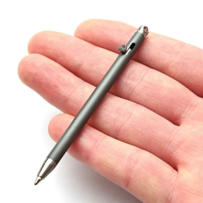 ABNR Pure Titanium Mini Compact Bolt Pen Handtekeningpen voor reizen Voor gasten Handtekening Grijs titanium