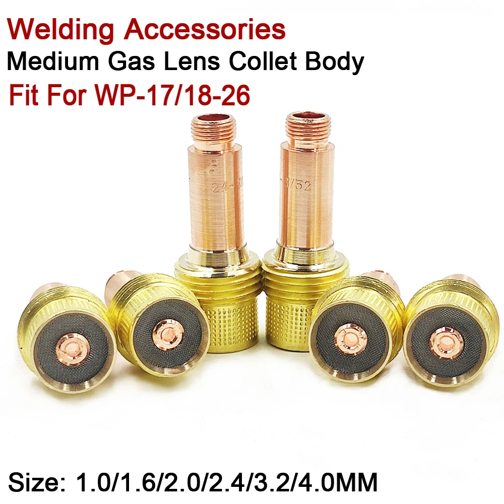 Welding Accessories TIG Welding Torch Consumables 1.0/1.6/2.0/2.4/3.2/4.0MM Medium Gas Lens Fit WP 17 18 26 Welding Torch/Gun