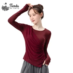 Dancewear Top Women Modern Dance Shirt Thumb Finger Long Sleeve Irregular Body Rhyme Yoga Clothes Cheap Costume Stage Training