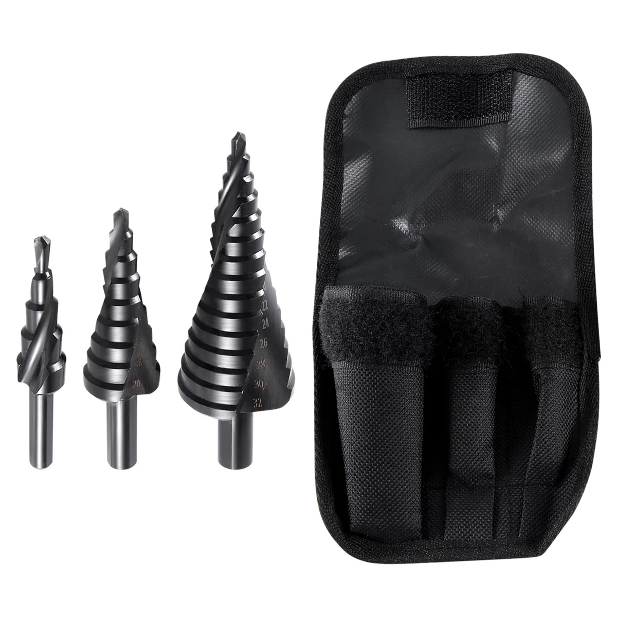 3PCS 4-32MM HSS Cobalt Step Drill Bit Set Nitrogen High Speed Steel Spiral for Metal Cone Triple-Cornered Shank Hole Cutter