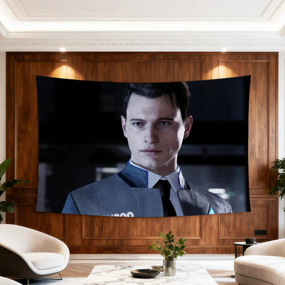 Game D-Detroit Become Human C-Connor Flagge für Zimmer, Wohnheim, Party, Hogar, Nachttisch, Wohnzimmer, Wandbehang, Gartendekoration, Banner, Geschenk – Detail 17