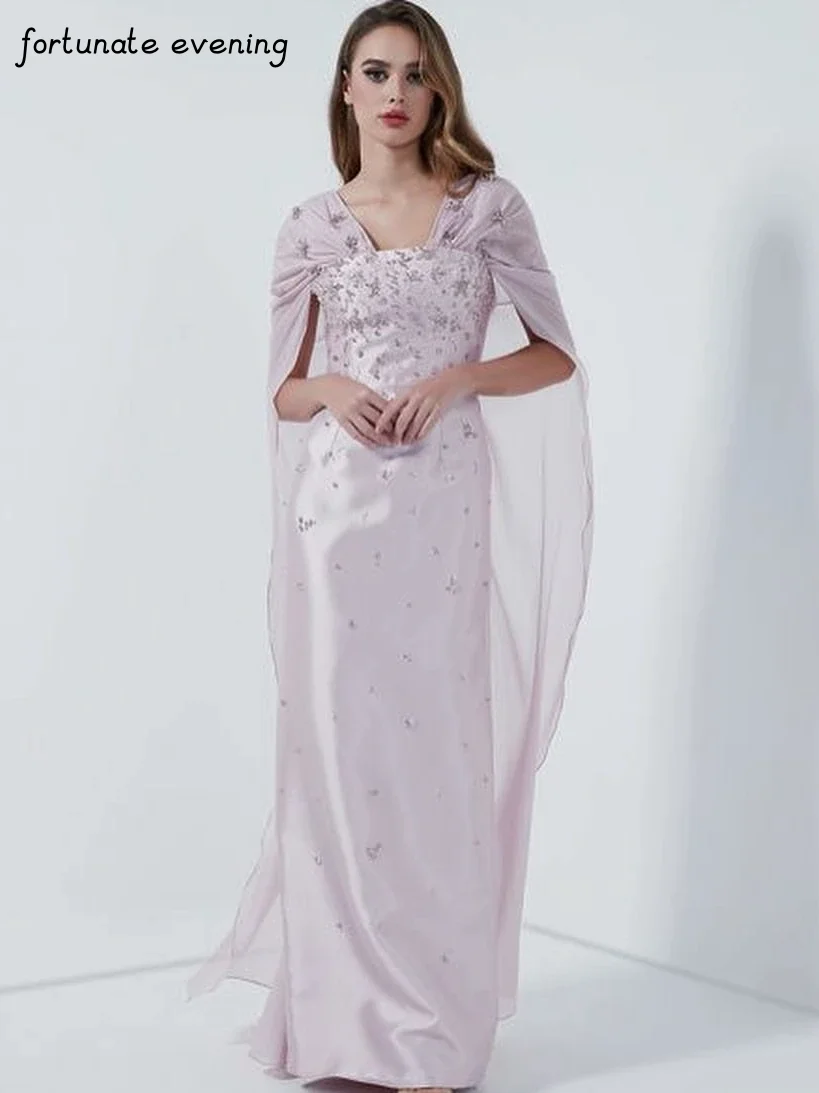 

Fortunate Evening Elegant Vintage Pink Sweet Beading Sequined Square Collar Formal Occasion Prom Dress Evening Party Gowns